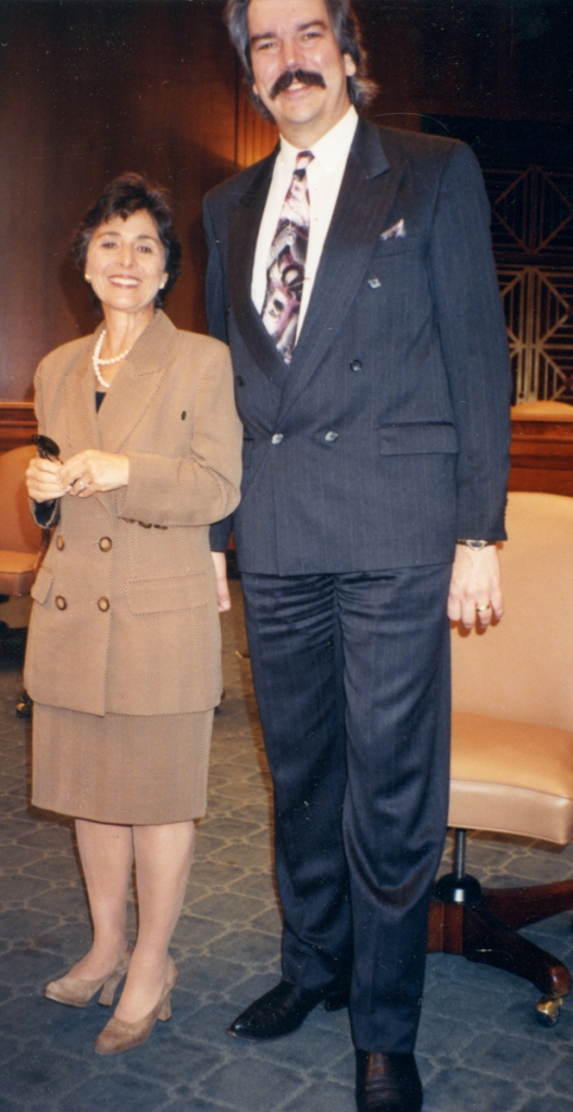 Barbara Boxer is not a large woman. At 6'5" tall, I ended up looking like the Jolly Green Giant in this photo with her.
